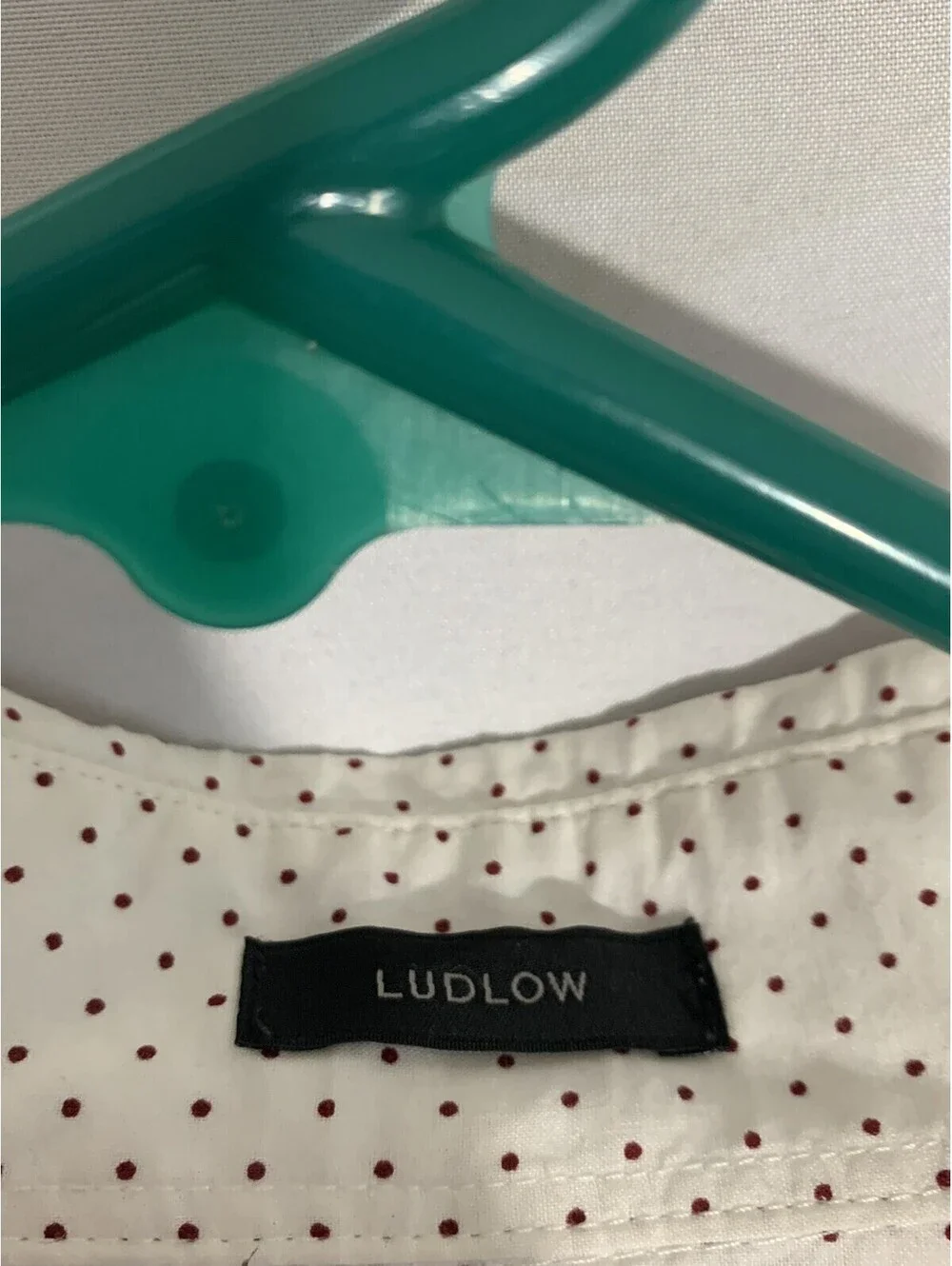 Men's J. Crew Ludlow 120's 2-Ply White With Polka Dots Shirt-Medium